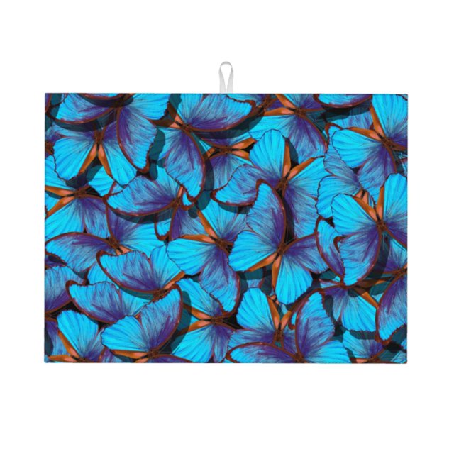 Balery Blue Butterflies Alfombrilla de Secado para Cocina, 18x24 Pulgadas, Súper Absorbente para Platos y Encimeras