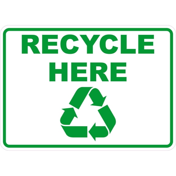 10in x 7.15in Recycle Here Sticker Vinyl Decal Door Decals Sign Stickers