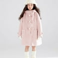 thumbnail image 2 of MKOSPLRT Girls Hooded Trench Coat Single-Button Wool Blend Dress Coat Winter Warm Windbreaker Overcoat with Pockets 5-15 Years, 2 of 10