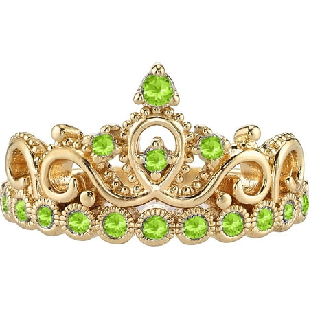 14k Yellow Gold Initial Ring - 14K Yellow Gold Peridot Crown Ring (August) (7)