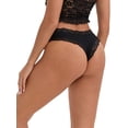 thumbnail image 2 of DARING DIVA Women's Lace Trim Cotton Ribbed Hipster Mid Waisted Panty S Black, 2 of 6