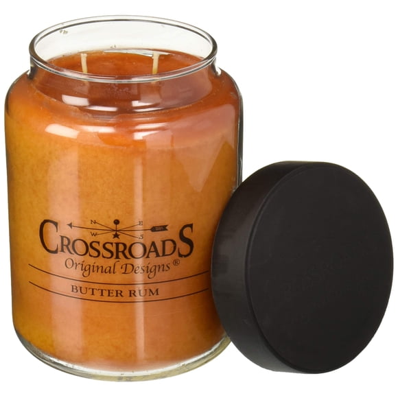 Crossroads Butter Rum Scented 2-Wick Candle, 26 Ounce