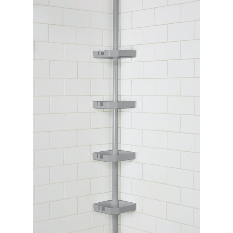 BINO Tension Pole Corner Shower Caddy - Brushed Nickel - Shower Organizer  Shower Shelf Shower Rack Shower Storage Bathroom Caddy Shower Corner Shelf  Shower Shel…