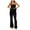 3# Black lightning deals of today, variant on 2 Piece Outfits for Women Deep V Neck Crop Top Side Slit Drawstring Wide Leg Pants Set Jumpsuits Summer Beach Suits