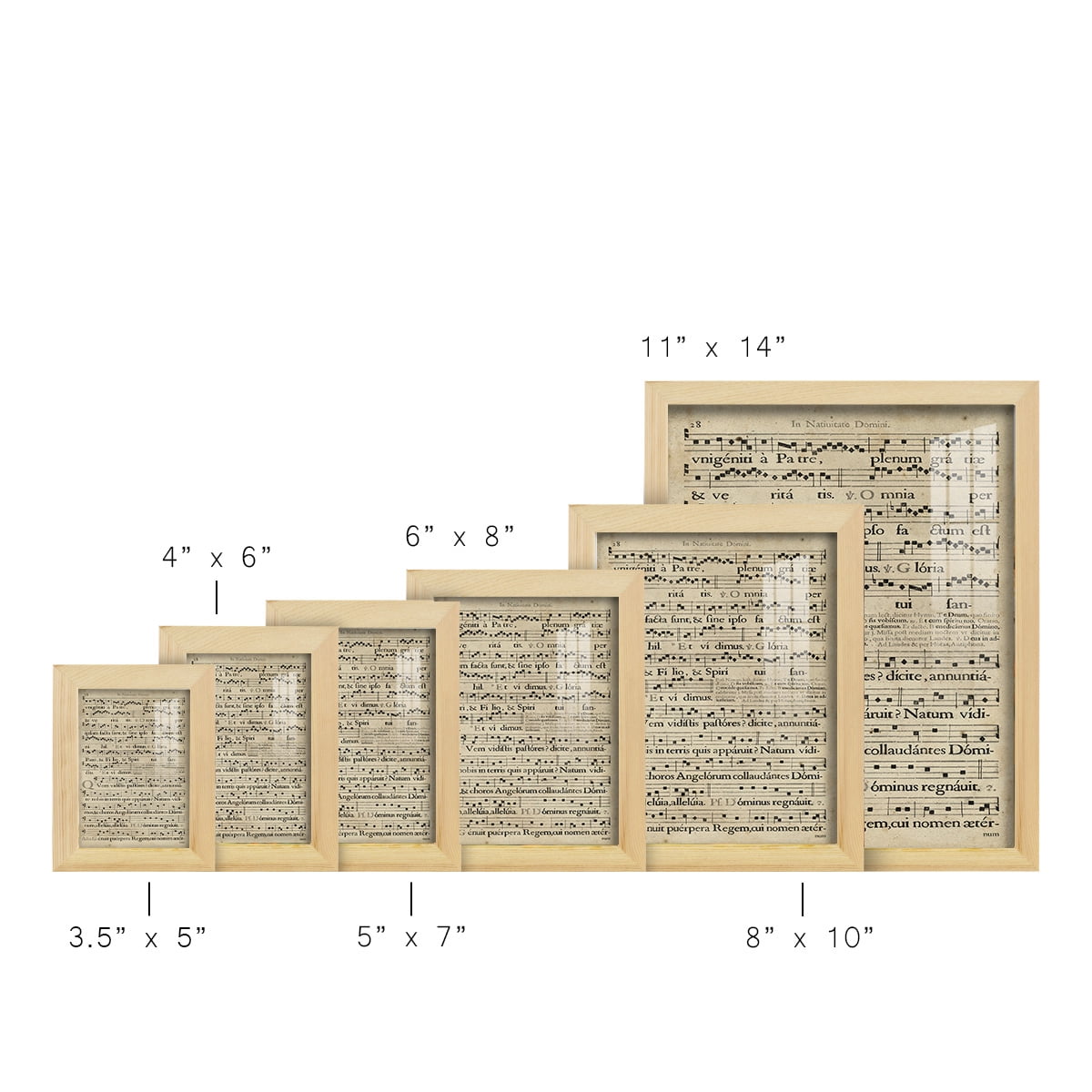 Vellum Songbook III -Framed Print w/glass-Natural Wood