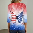 thumbnail image 6 of Women's 250th Anniversary USA Shirt Patriotic American Flag Print V-Neck Button 3/4 Sleeve T-Shirt, 6 of 6
