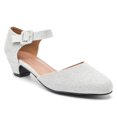 thumbnail image 2 of Zapatos LIURUIJIA Vestido de tacón bajo para mujer con correa en el tobillo plateado, 2 of 8