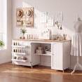 thumbnail image 2 of Gymax Table à Coudre Pliable avec Larges Étagères de Rangement de Comptoir, Porte, Armoire, Roulettes, 2 of 10