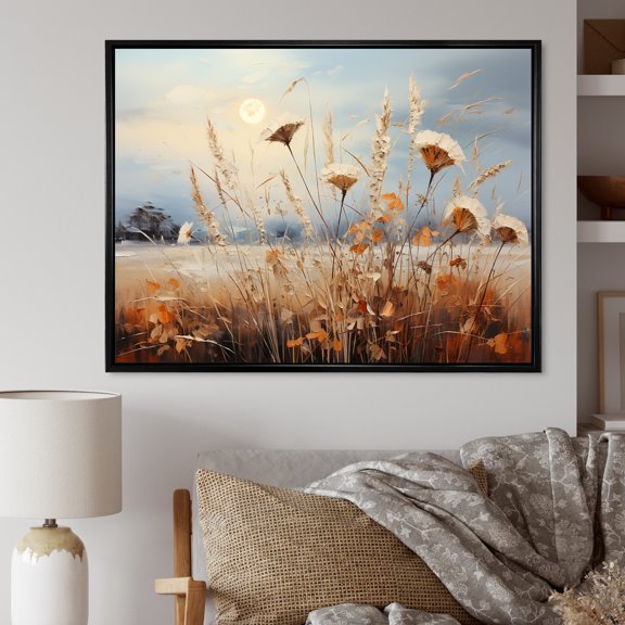 Designart "Dreamy Blooming Prairie I" Prairies Floater Framed Canvas Prints