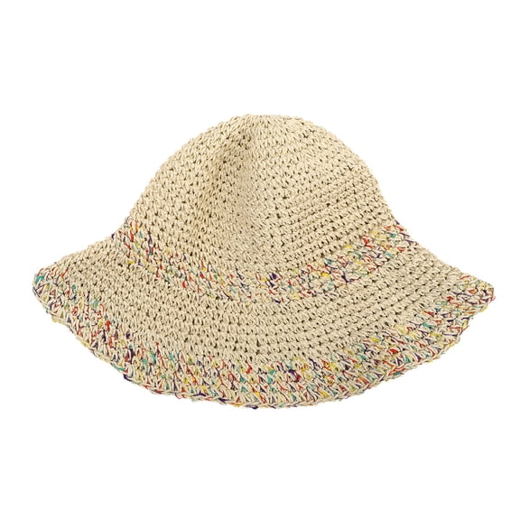 56-58cm hat circumference summer hollow sunscreen sun hat breathable color wide-brimmed woven straw hat women - Beige