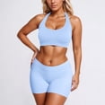 thumbnail image 2 of Bibifish Womens Sports Outfit Sets 2Pcs Padded Halter Bra & Shorts Elastic Ribbed Yoga Gym Workout Daily Running Trendy Tracksuit Sets, 2 of 5