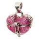 thumbnail image 2 of Collar con colgante de urna de recuerdo con esmalte abierto para cremación y corazón esmaltado. Rosado, 2 of 9