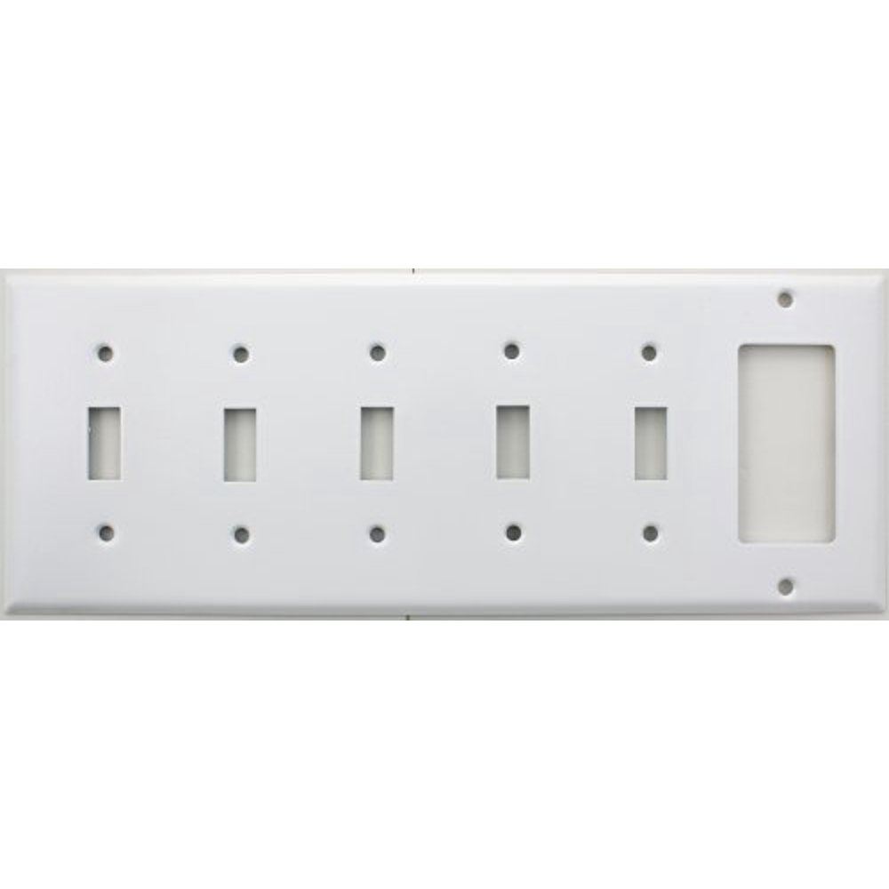 Stamped Steel Smooth White 6 Gang Wall Plate 5 Toggle Switches 1 GFI/Rocker Opening Walmart