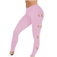 thumbnail image 6 of Feancey Leggings for Women Valentines Day Print Tights Tummy Control Sport High Waisted Yoga Pants Heart Letter Graphic Stretchy Running Workout Pant Pink L, 6 of 7
