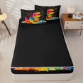 thumbnail image 4 of Metsweet Watercolor Dino Zipper Twin Comforter Sets with Fitted Sheet and 2 Pillowcases, Gradient Starry Sky Zipper Bedding Set, Pink Black,4-Piece,Black Reversible, 4 of 6