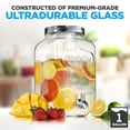 thumbnail image 2 of NutriChef 1-Gallon Glass Beverage Dispenser - Mason Jar Style Drink Container Jug w/ Stainless Steel Spigot & Plastic Ice Infuser, Wide Mouth Easy Filling, 100% Leak-proof Lid, For Party or Daily Use, 2 of 7