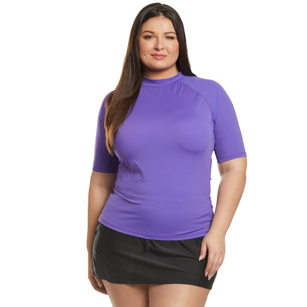 Sporti Sporti Plus Size Women's S/S Upf 50 + Swim Shirt (3X, Purple