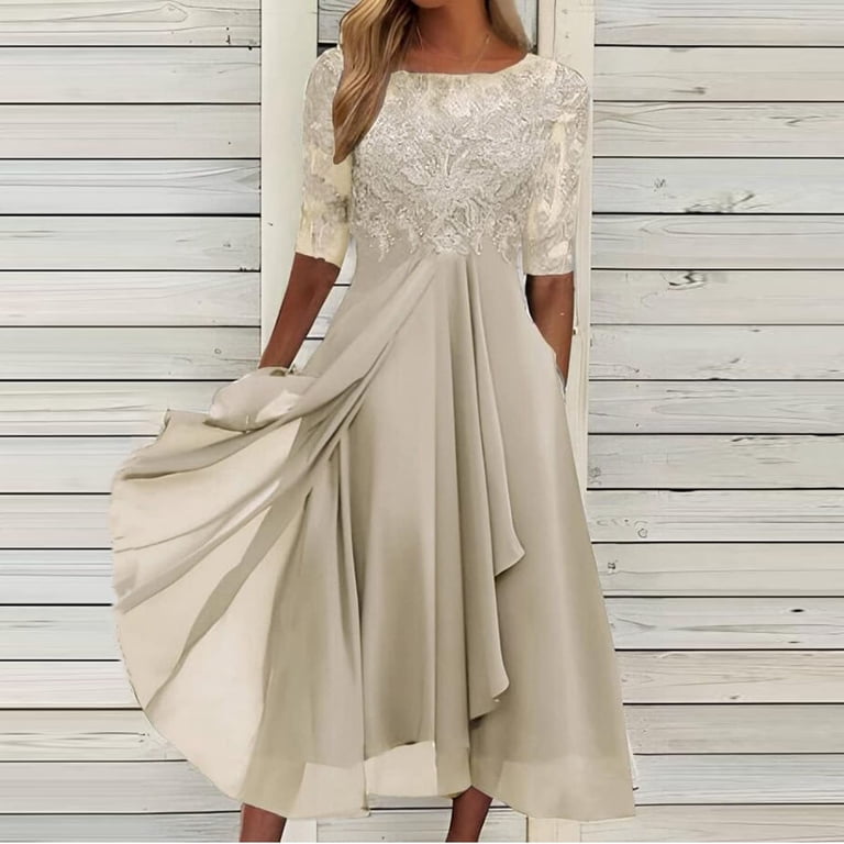 Gubotare Lace Wedding Guest Dresses for Women Half Sleeve Mother of The Groom Dresse Mother of The Bride Dress Elegant Party Chiffon formal Evening Gubotare Lace Wedding Guest Dresses for Women Half Sleeve Mother of The Groom Dresse Mother of The Bride Dress Elegant Party Chiffon formal Evening