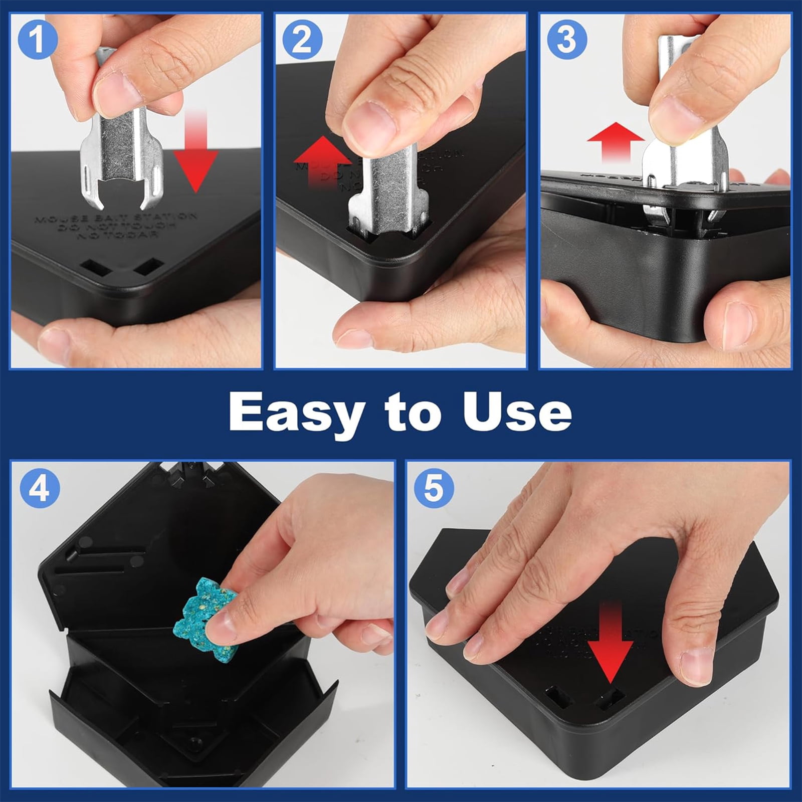 HYEASTR 12 Pack Mouse Bait Stations with 8 Keys, Outdoor Rodent Box Station for Mice Small Rats, Mouse Traps Opens Easily with Key, Kids and Pets Safe