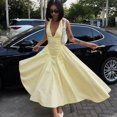thumbnail image 2 of Women's Deep V Halter Maxi Dress, Solid Cutout Flowy Backless Summer Dress, 2 of 5