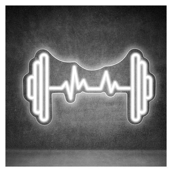 Letrero De Neón Con Forma De Mancuerna Y Latido Del Corazón, Luz Temática De Gimnasio Y Fitness Para Decoración De Sala De Entrenamiento, 41cm×23.5cm