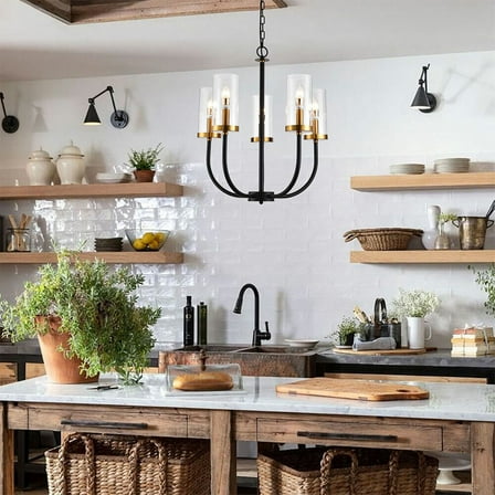 5-Light Modern Chandelier, Modern Style Hanging Lamp, Modern Pendant Light, 5 Light Pendant Light without Bulb