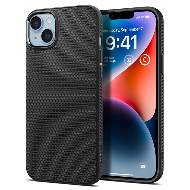 Funda Spigen Liquid Air para iPhone 14 (2022), color negro mate