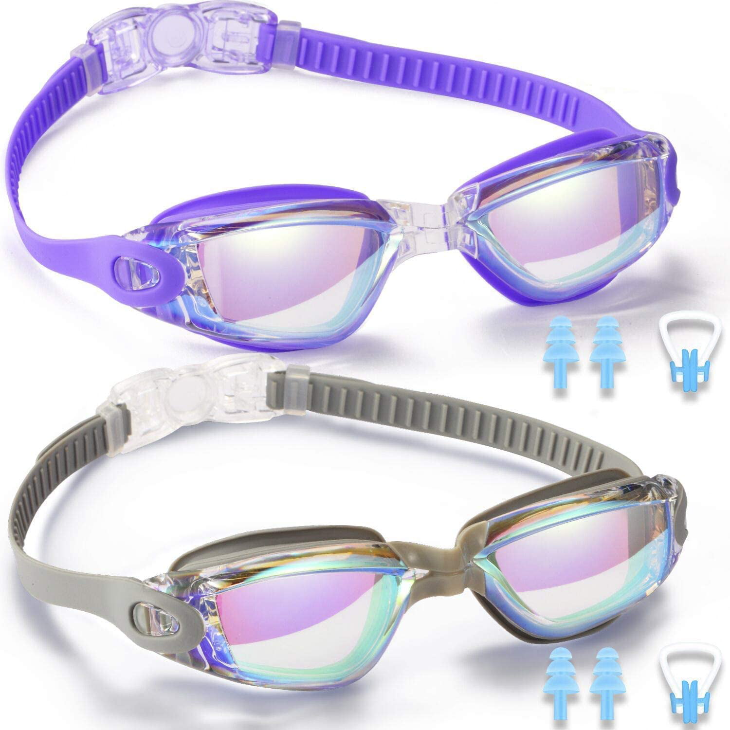 noorlee Swim Goggles 2 Pack Swimming Goggles for Adult Men Women Youth Kids Ch 