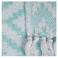 thumbnail image 2 of 60" Aqua Blue and White Rectangular Chevron Patterned Cotton Throw, 2 of 2