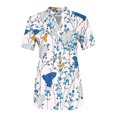 thumbnail image 2 of Gibobby Playera Manga Corta para Mujer Blusas negocios para mujer, moda 2023, camisa con cuello y bolsillo con botones, camiseta holgada informal manga co(Azul celeste,G), 2 of 3