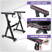 Liquid Stands Piano Keyboard Stand and Bench Set - Portable Heavy Duty Music Stand for 54-88 Key Electric Pianos and Adjustable Piano Bench, Stool - Sturdy Keyboard Music Stand w/ Wheels and Seat