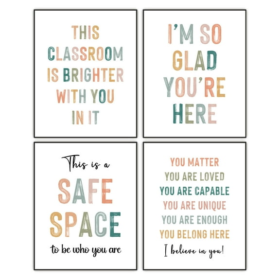 Buffay Classroom Decoration, Educational Posters, Classroom Wall Art, Safe Space Posters, This Room Is BetterWith You In It, Inspirational Kids Wall Art, Set of 4 Prints (Unframed 11"x14")