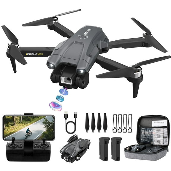 Kivdit Drone with 4K HD Dual Camera for Adults and Kids,FPV RC Quadcopter with Optical Flow Positioning,Obstacle Avoidance and LED Lights,2 Batteries