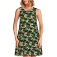 thumbnail image 1 of Balery Camouflage Dinosaur Vestidos de verano para mujer con estampado: vestido holgado sin mangas, vestido playero informal y cómodo para días calurosos., 1 of 7