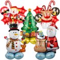thumbnail image 4 of Globos navideños inflables 2025 de pie, Papá Noel, muñeco de nieve, juego de globos de papel de aluminio, suministros de decoración, decoración de Año Nuevo, 4 of 5