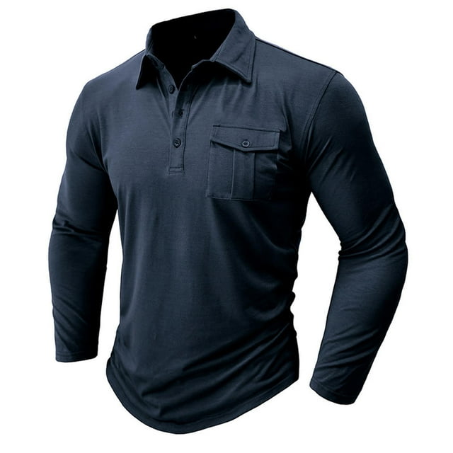 Blusas y camisas de manga larga con cuello redondo para hombre, cuello redondo, botones, boca plana, deportivas para hombre, blusas y camisas de manga larga con cuello redondo para hombre
