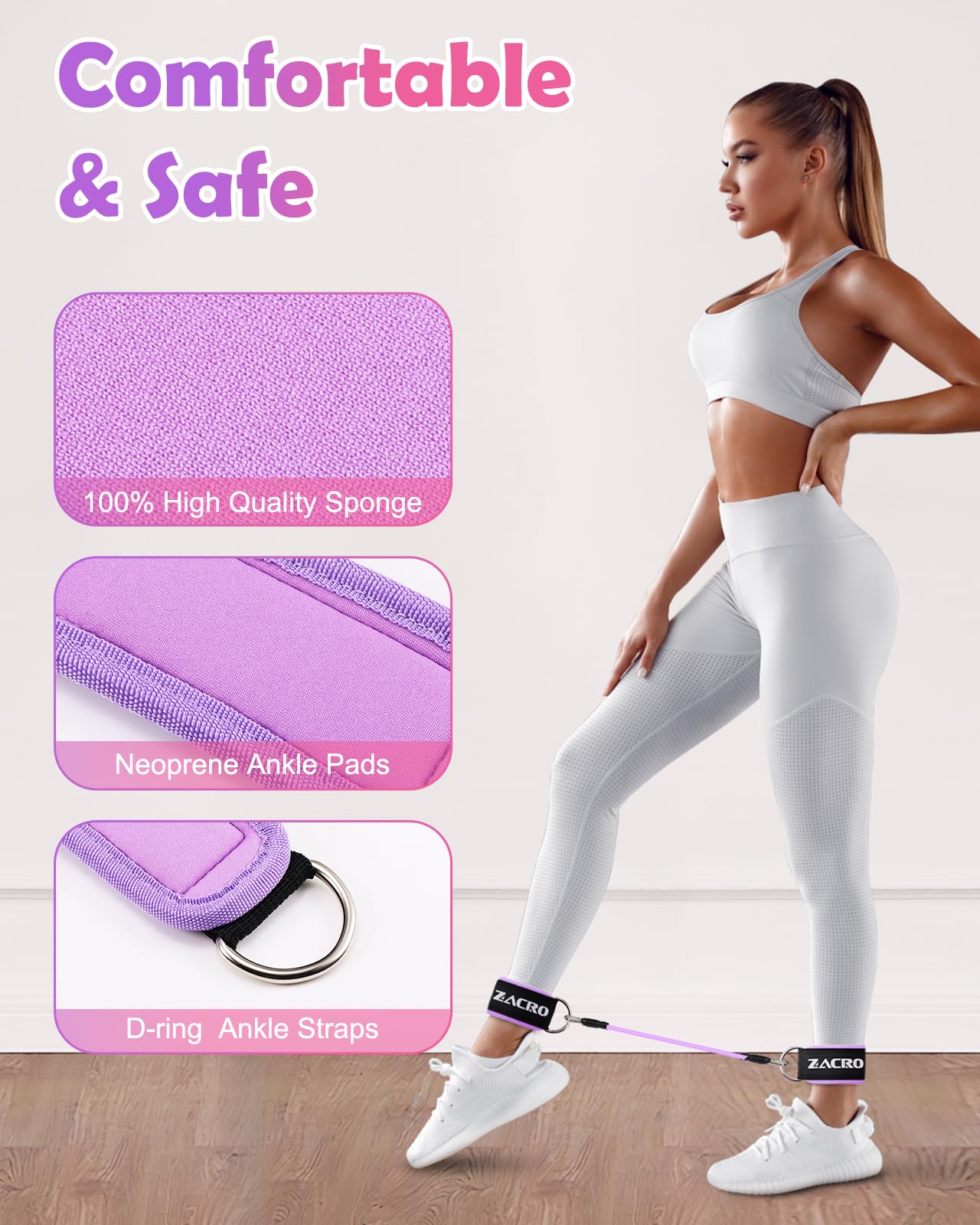 Zacro Ankle Resistance Bands with Cuffs, 3-Level photo 5