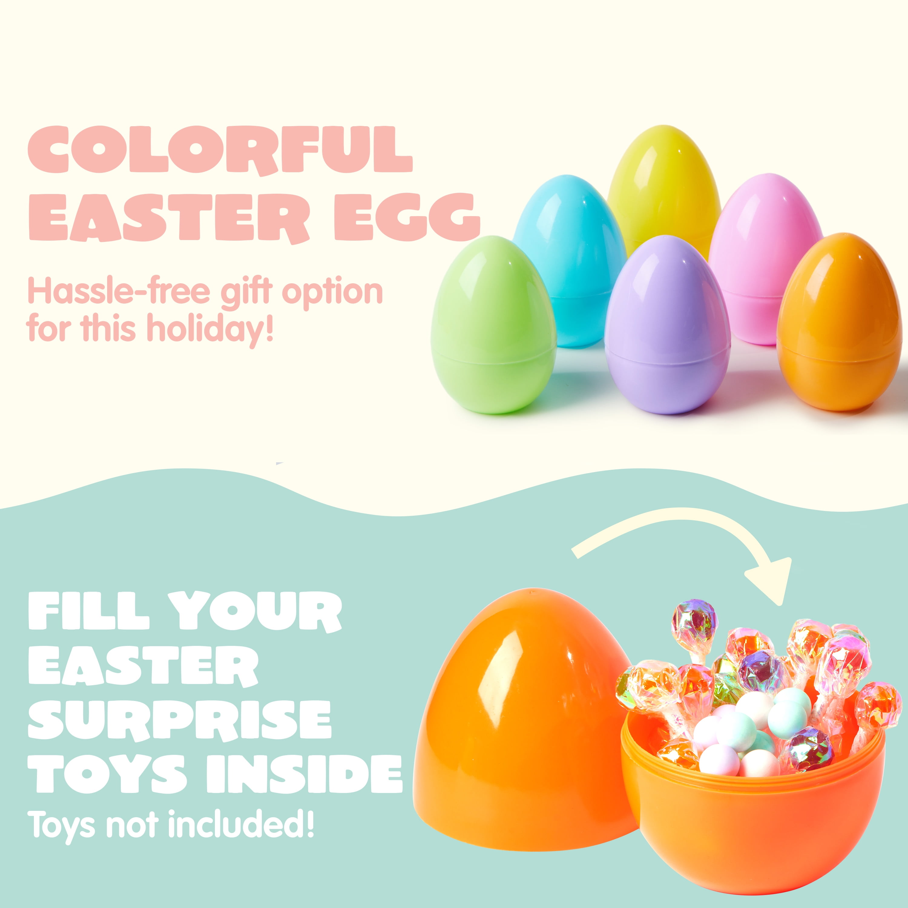 Joyfy 12 Pcs 6 inches Large Easter Eggs, Pastel Jumbo Plastic Easter Eggs, Empty Fillable for Easter Egg Hunt, Basket Stuffers Fillers, Filling Treats, Party Favor, Classroom Prize Supplies