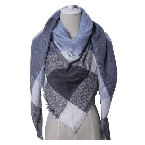 Guardurnaity Mujer Triangular Invierno Bufanda grande Cálido Acogedor Abrigo a cuadros de gran tamaño Capa chal Ropa, zapatos y accesorios Miscelánea azul