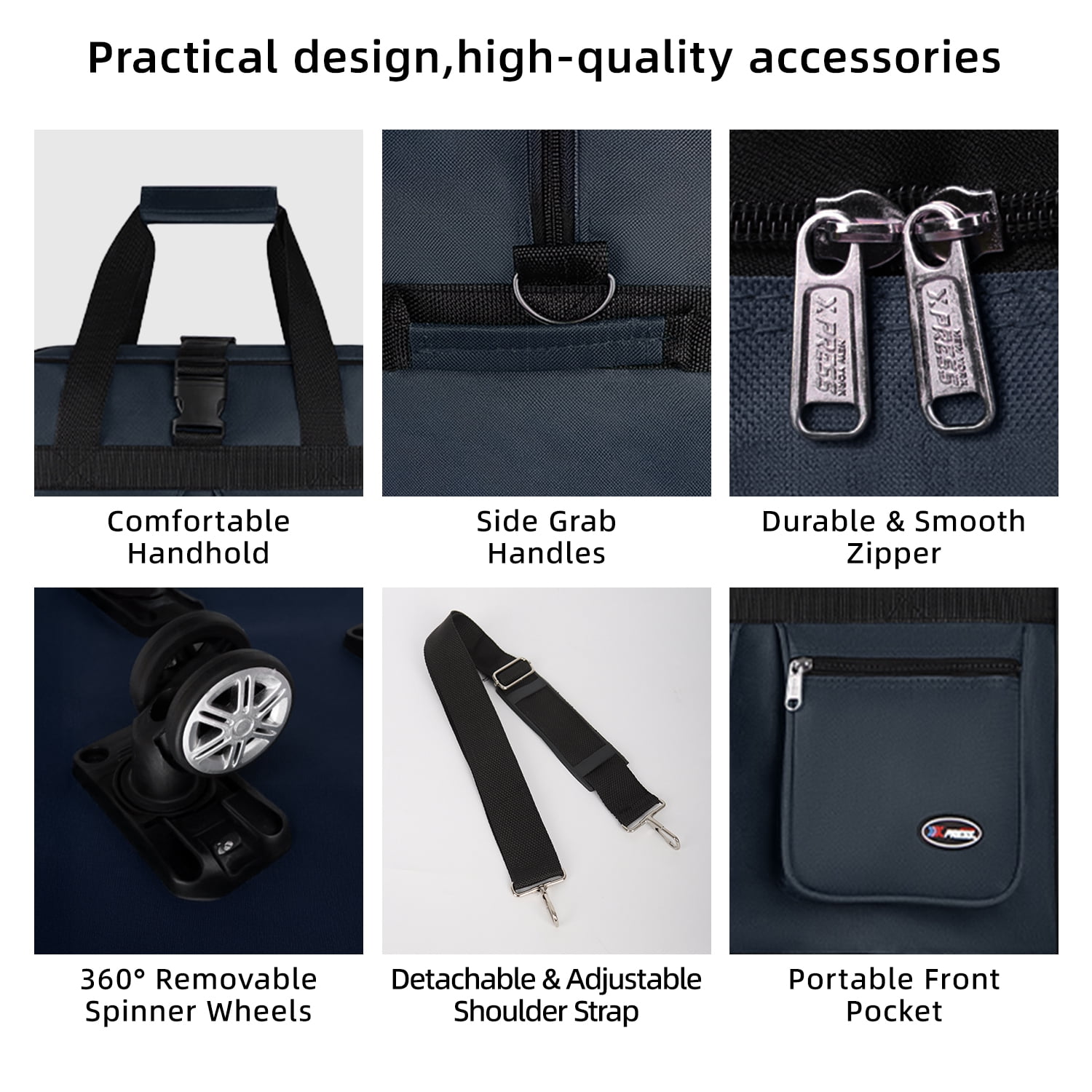 40" Expandable Foldable Luggage Bag,Collapsible Suitcases with Wheels,Rolling Duffle Bag Wheeled Travel Bag for Men Women,MEX-Navy