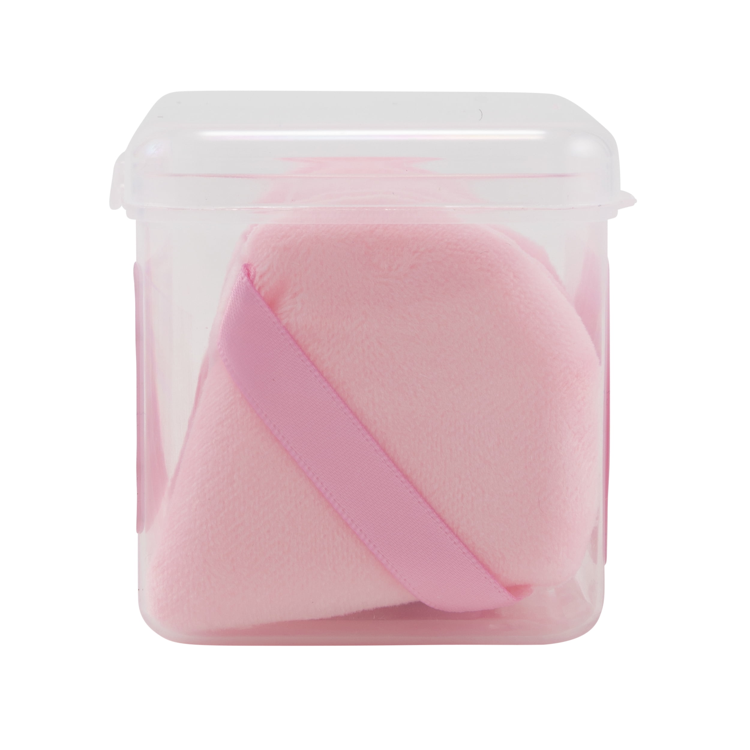 Triangle Puffs 8 pack in Organizer for All Types of Makeup Removal or Application.  Super Soft Puffs with Satin Ribbon Finger Hold, Pink.
