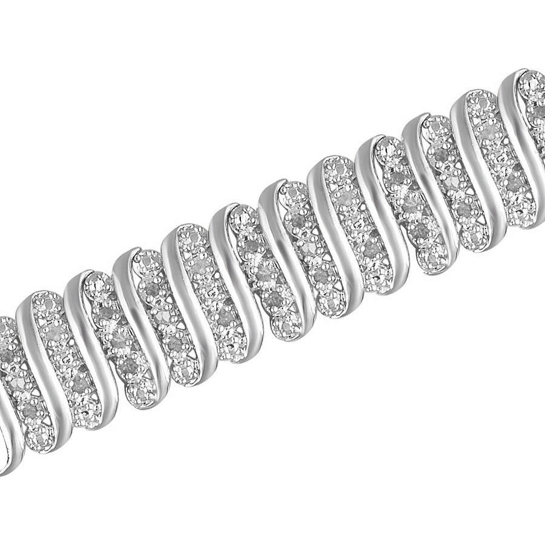Arista 1.00 ct Round White Diamond Rhodium-Plated Women's Tennis Bracelet in Silver-tone Brass, 7.25" (I-J, I2-I3) - image 2 of 3