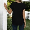 thumbnail image 4 of Blouse Women Ndbuld Women's Fashionable V-neck Button-down Short-sleeved Shirt Top Black XL, 4 of 6