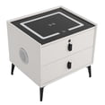 thumbnail image 6 of White Smart Nightstands with Fingerprint Lock Drawer, Wireless Charging Station, USB Port, Nightstand with 3 Color LED Lights and Speaker, Modern Wooden End Side Table 2 Drawers, 6 of 17