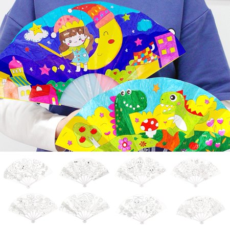 

DIY Graffiti White Folding Fans Paper Folding Fans Handheld Fans for Children Creative Cartoon Painte Art Craft Toy