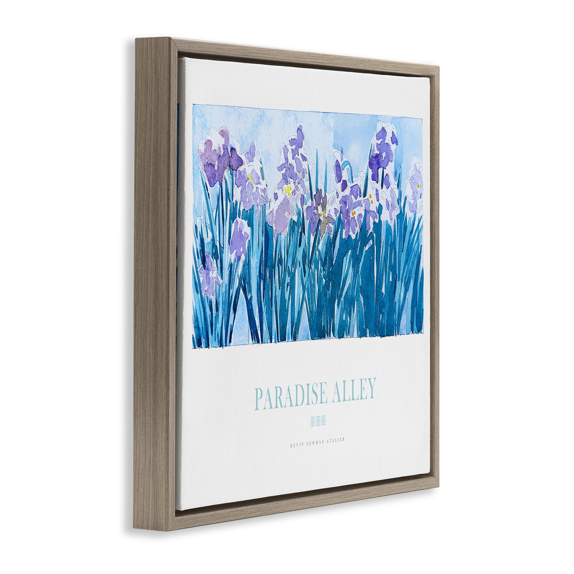 Stupell Industries Paradise Alley Purple Irises Brown Framed Floater Canvas Wall Art, design by Jadei Graphics
