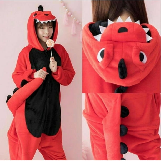 Pijama Mameluco Dragon Rojo Cosplay Kigurumi Disfraz Unisex LOLE