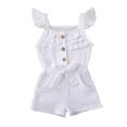 thumbnail image 1 of Toddler Girls Square Neck Bodysuit, Ruffled Sleeve Slender Waist Romper, 1 of 10