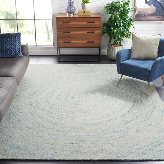 Safavieh Ikat Hannan Geometric Wool Area Rug, Ivory/Blue, 8'9" x 12'