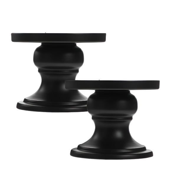 XIBUFE 2026 New Set of 2 Black Metal Candle Holders for Pillar Candles,Candle Holders for Home,For Home Decor,Table Settings,Dining Room,Living Room,Ambiance Lighting